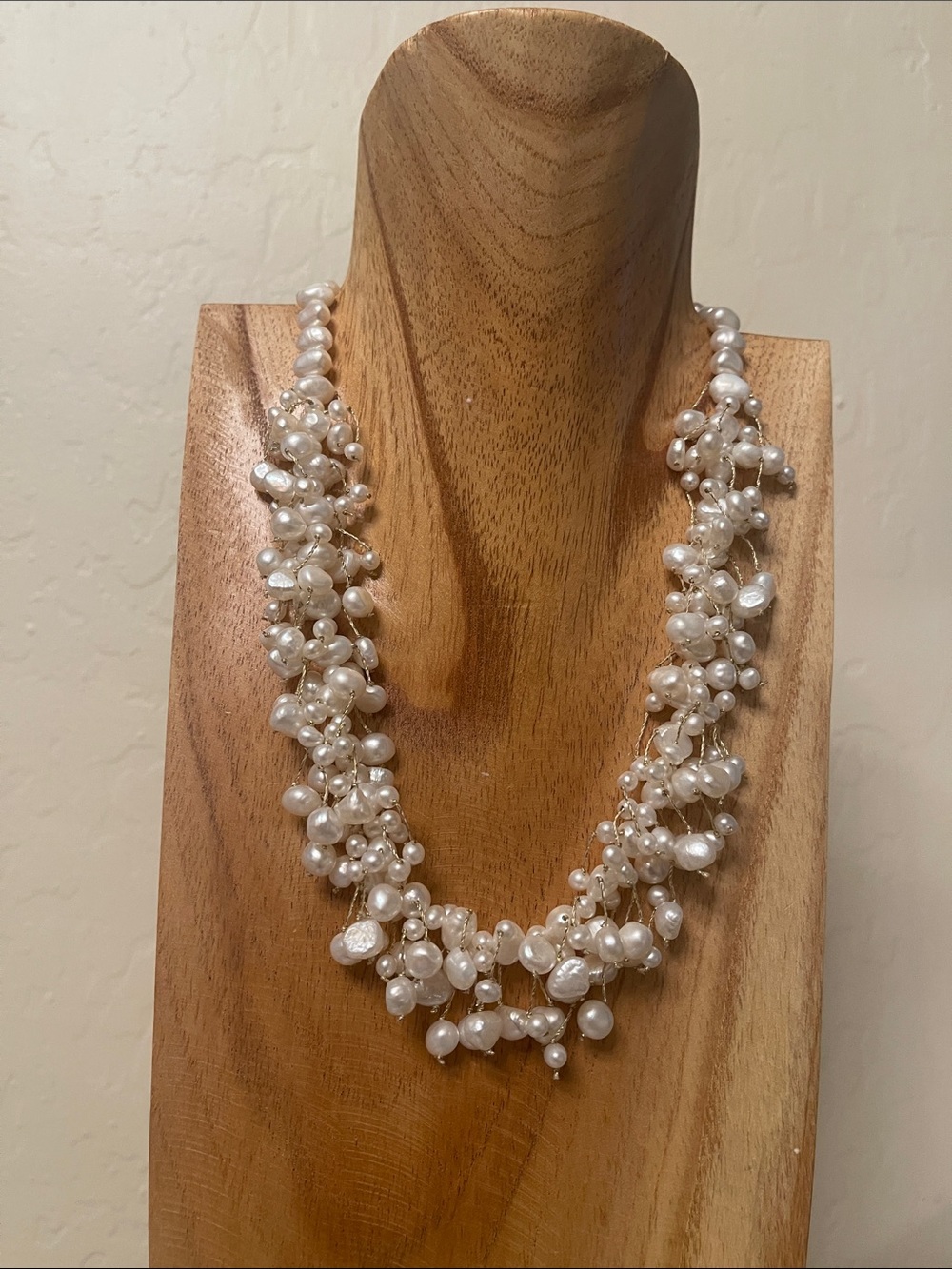 Elegant White Pearl & 14k Cluster Necklace - Women Jewelry